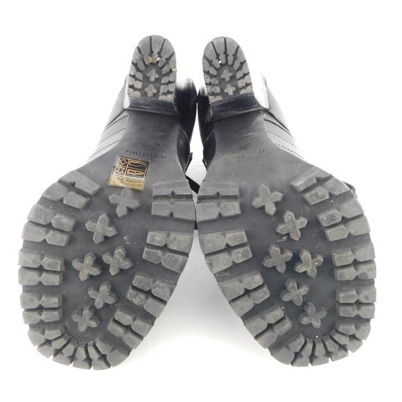 MIU MIU Black Leather Steel Plated Toe Lace Up Buckled Block Heel Booties 35 - Picture 7 of 9